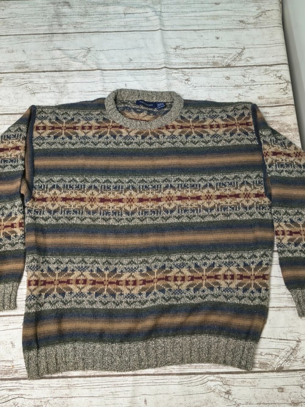 Van Heusen Cotton Blend Striped Sweater Size Men Large Made in USA